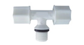 Külsőmenetes "T" elosztó bekötő-idom szimmetrikus 1/4" cső x 1/4" menet x1/4" cső - Jaco - 6044