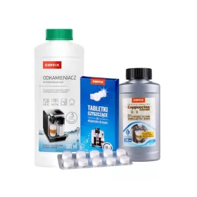  COFFIX kávégép karbantartó készlet - Vízkőoldó-500 ml, Cappuccino Tejrendszer tisztító-250 ml, Tisztítótabletta-10 db