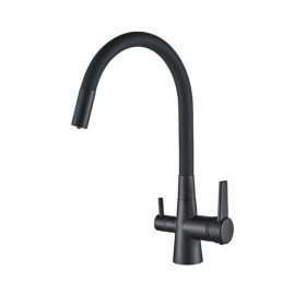   Konyhai csaptelep víztisztítóhoz 3-utas Modern dizájn flexibilis kifolyócsővel - fekete