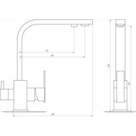   Konyhai csaptelep víztisztítóhoz 3-utas Modern dizájn - szögletes - matt fekete