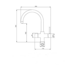   Konyhai csaptelep víztisztítóhoz 4-utas Modern dizájn - matt fekete
