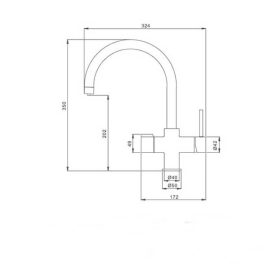   Konyhai csaptelep víztisztítóhoz 4-utas Modern dizájn - króm