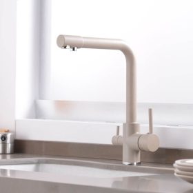   Konyhai csaptelep víztisztítóhoz 3-utas Modern dizájn - hajlított - bézs