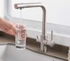 PurePro Konyhai csaptelep víztisztítóhoz 3-utas Modern dizájn - hajlított - inox