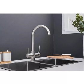   Konyhai csaptelep víztisztítóhoz, 3-utas, klasszik dizájn, INOX