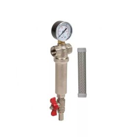  Remer mechanikai előszűrő RÉZ szűrőházban, nyomásmérővel, 100 mikron 1/2"
