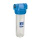 Aquafilter 10"-os 3 részes szűrőház 1/2" réz csatlakozással átlátszó házzal (FHPR12-3S)