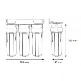   Aquafilter 3 lépcsős 10"-os Szűrőház 1" csatlakozással, átlátszó házzal, dupla "O" gyűrűs - réz menetes