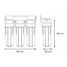   Aquafilter 3 lépcsős 10"-os Szűrőház 3/4" csatlakozással, átlátszó házzal, dupla "O" gyűrűs - réz menetes