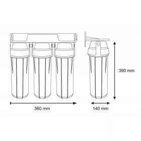   Aquafilter 3 lépcsős 10"-os Szűrőház 1" csatlakozással, kék házzal, dupla "O" gyűrűs - réz menetes