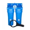 Aquafilter 2 lépcsős 10"-os Szűrőház 1/2" csatlakozással, kék házzal, dupla "O" gyűrűs - réz menetes