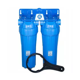   Aquafilter 2 lépcsős 10"-os Szűrőház 1/2" csatlakozással, kék házzal, dupla "O" gyűrűs - réz menetes