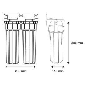  Aquafilter 2 lépcsős 10"-os Szűrőház 1/2" csatlakozással, kék házzal, dupla "O" gyűrűs - réz menetes