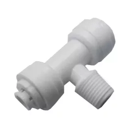   Külsőmenetes "T" elosztó bekötő-idom 3/8" cső x 1/4" menet x 1/4" cső - Quick