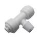 Külsőmenetes "T" elosztó bekötő-idom 3/8" cső x 1/4" menet x 1/4" cső - Quick