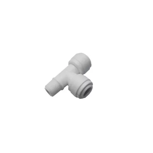 Külsőmenetes "T" elosztó bekötő-idom 3/8" cső x 3/8" cső x 1/4" menet - Quick