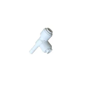   Tömlős "T" elosztó bekötő-idom asszimetrikus 1/4" tömlő vég x 1/4" cső x 1/4" cső - Quick