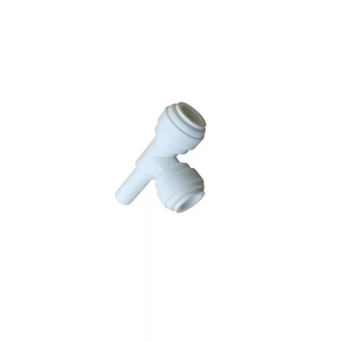 Tömlős "T" elosztó bekötő-idom asszimetrikus 3/8" tömlő vég x 3/8" cső x 3/8" cső - Quick