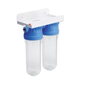   USTM 10"-os Szűrőház dupla - 1" csatlakozással, átlátszó házzal, komplett