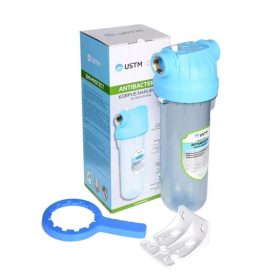   USTM 10"-os Antibakteriális Szűrőház szett 3/4" csatlakozással, átlátszó házzal, BPA mentes, 8 bar nyomás